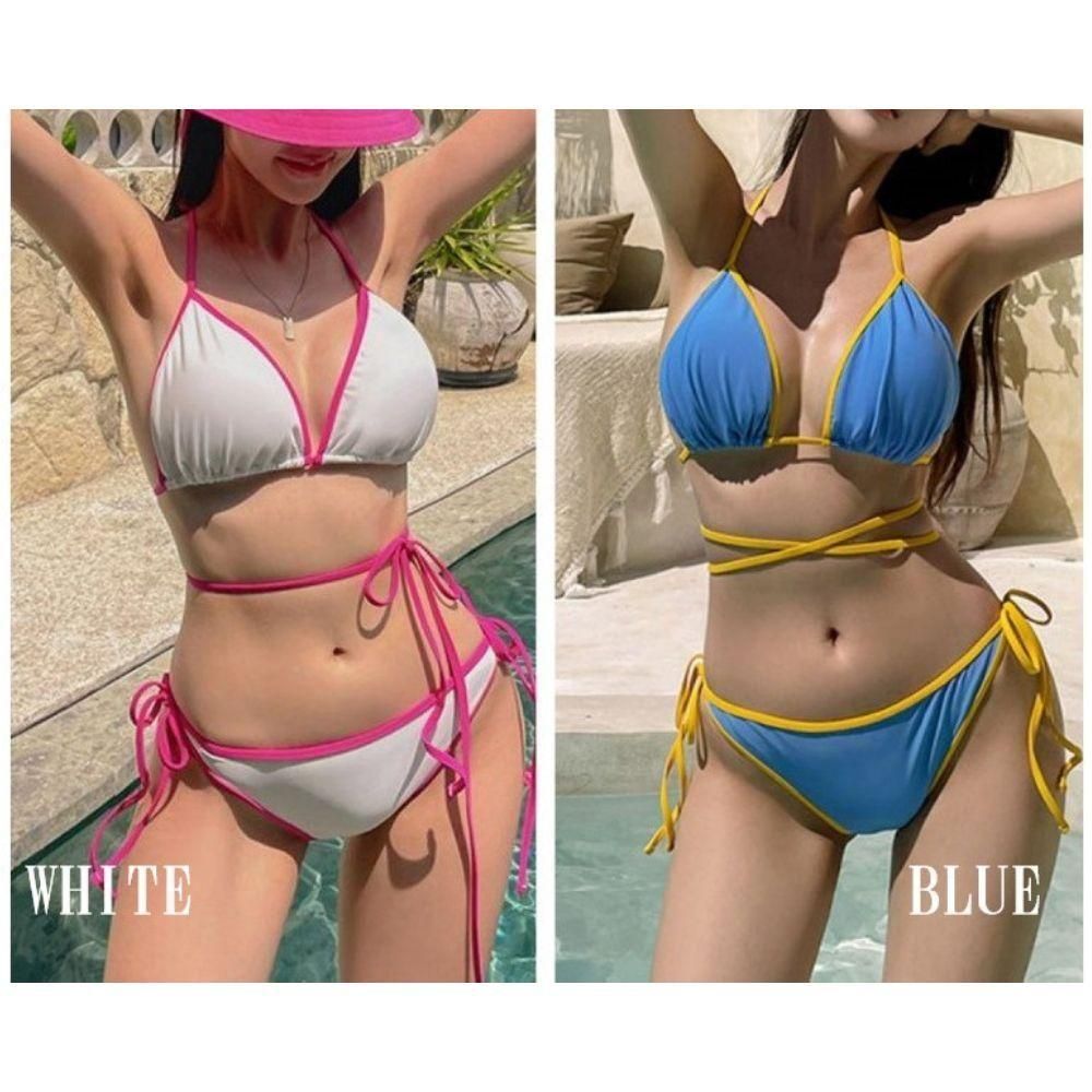 水着 スイムウエア ビキニ セパレート バイカラー パイピング リボン