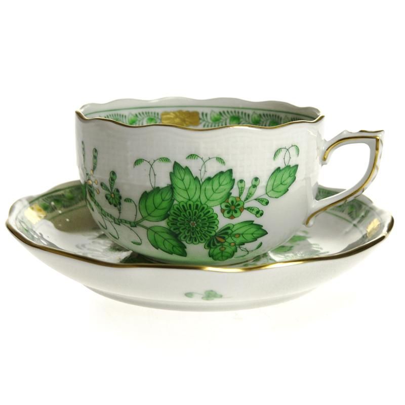 ヘレンド (HEREND) FV インドの華グリーン ティーカップ＆ソーサー 724