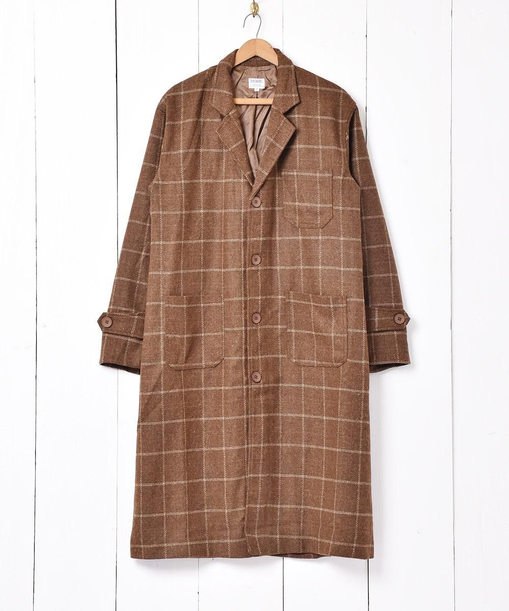 2色展開】「Backers」 チェック柄 ロングコート ブラウン - 古着屋