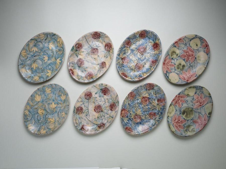 堂前守人・陶器作品】｜ オーバル皿＜a,b,c,d＞