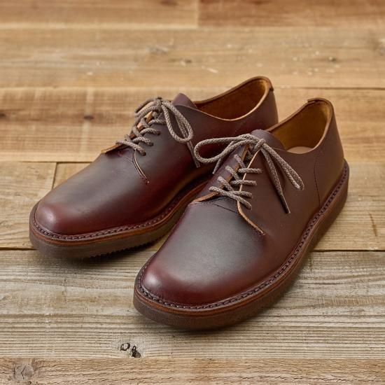一枚革ダービー メンズ／たつのハンドワックスレザー／ブラウン