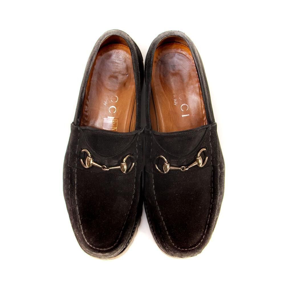 グッチ ホースビットローファー ブラック スエード サイズ40.5E - 中古