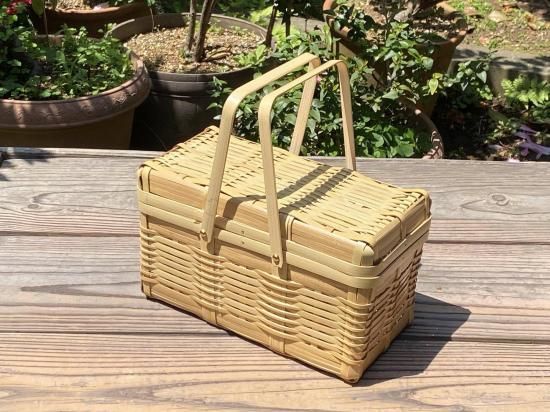 晒竹ピクニックバスケット（白竹）弁当（細）長方形