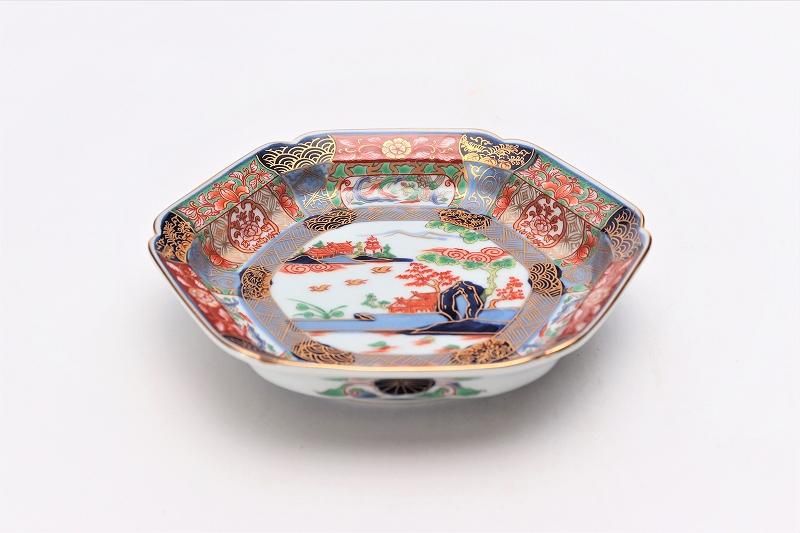 幸楽窯 錦色絵山水銘々皿