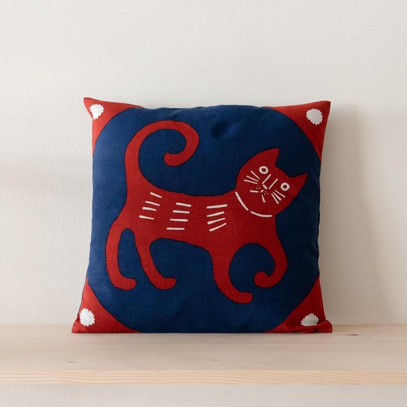 柚木沙弥郎 / クッションカバー 「猫」 シルクスクリーン - RHINES