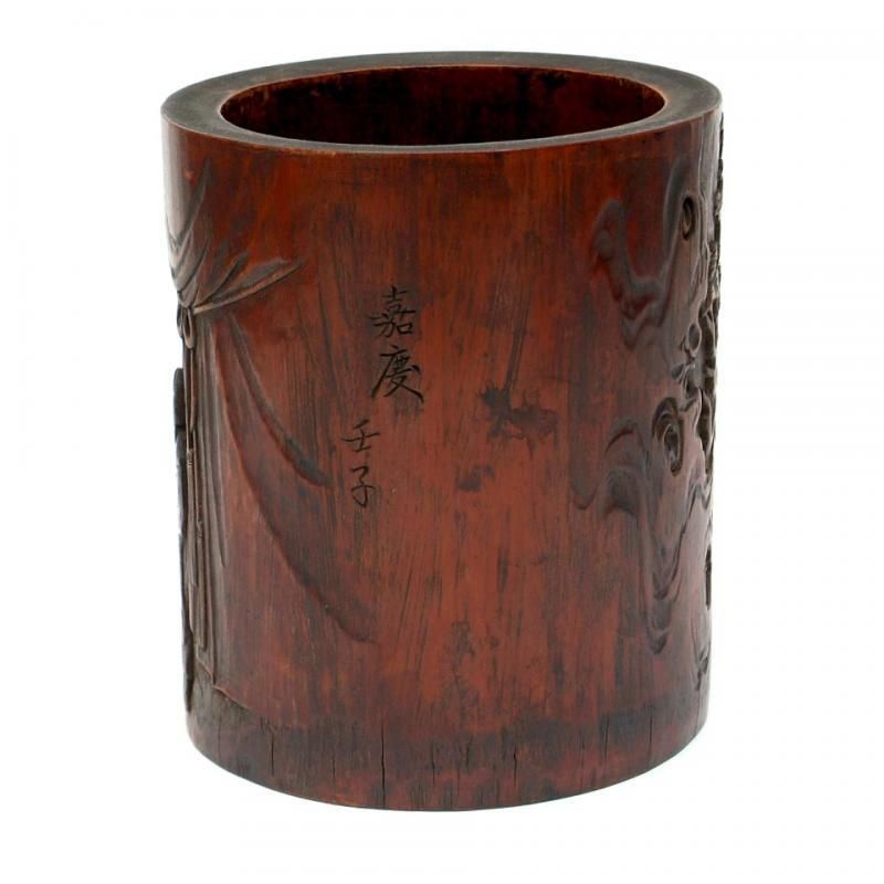 古玩 竹彫仕女図刻筆筒 - 書道用具専門店 西本皆文堂 オンラインショップ