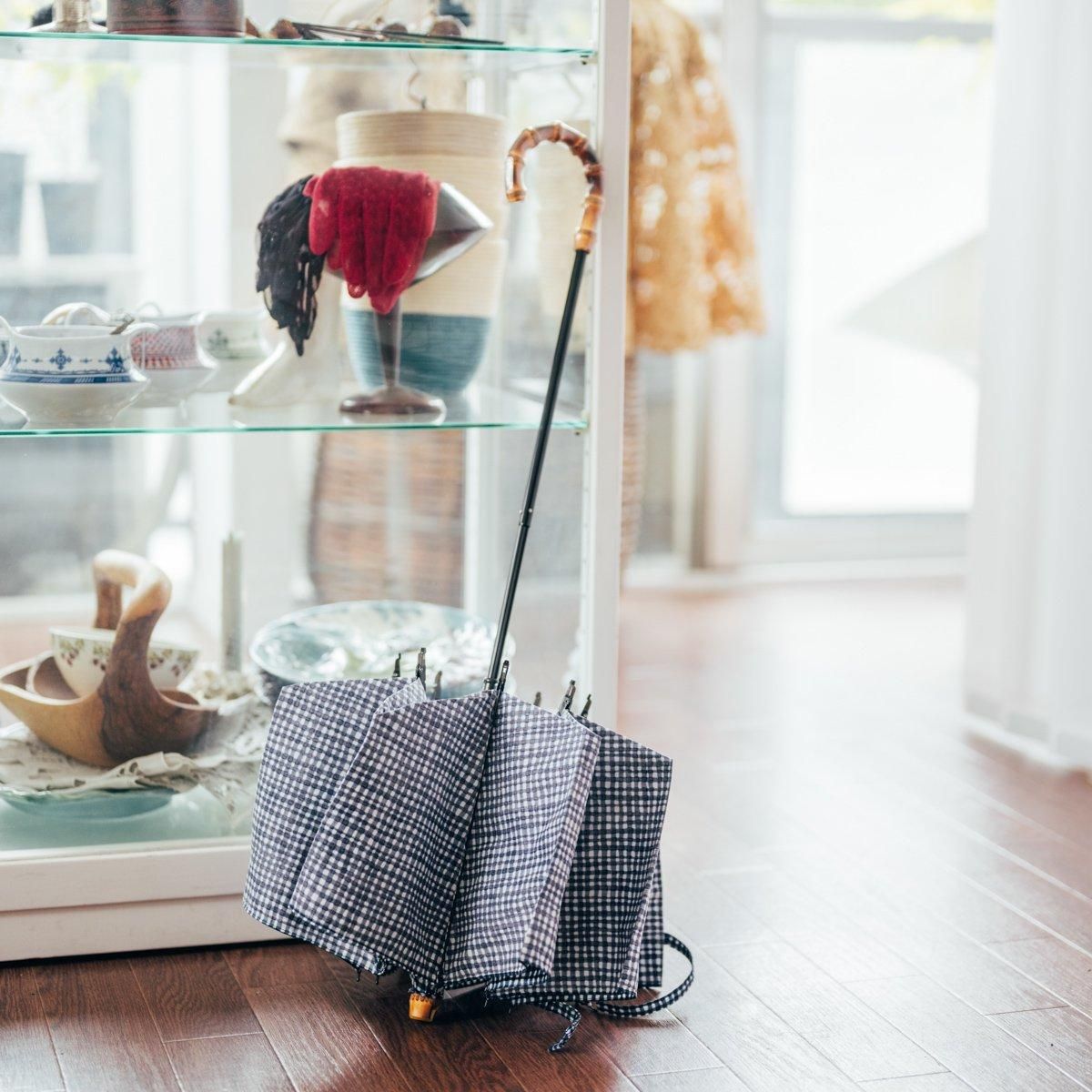 ドローイングチェック折りたたみ傘（ネイビー） - BonBonStore Online Shop