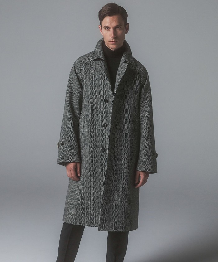 山栄毛織】カントリーツイード ステンカラーコート(506982723)｜HANKYU