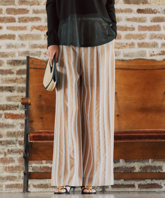 サッカードビーストライプ ワイドパンツ(508735263)｜阪急百貨店公式