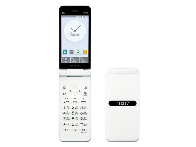 au、折りたたみ式4Gタフネスケータイ「GRATINA KYF42」を本日8/13発売