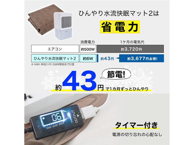 水を循環させて冷やす、水冷式「ひんやり水流快眠マット2」サンコー