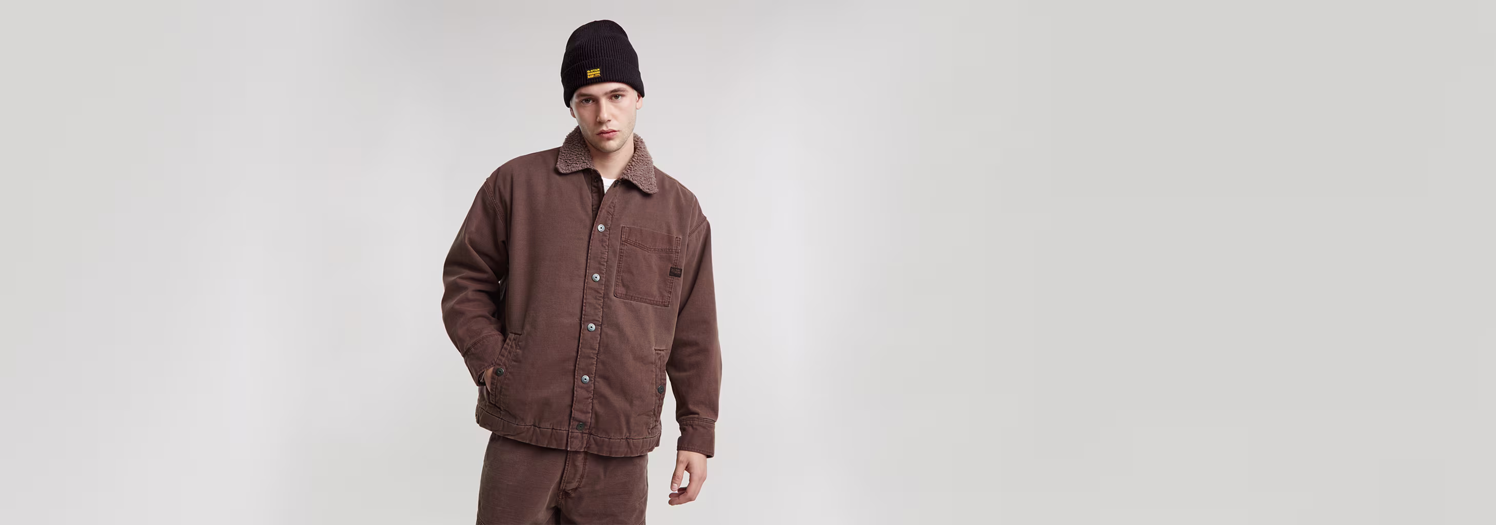 Boxy Fit Sherpa Jacket | Brown | G-STAR® LU