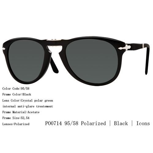正規通販】Persol PO0714 95 58 おりたたみサングラス BLACK GREEN