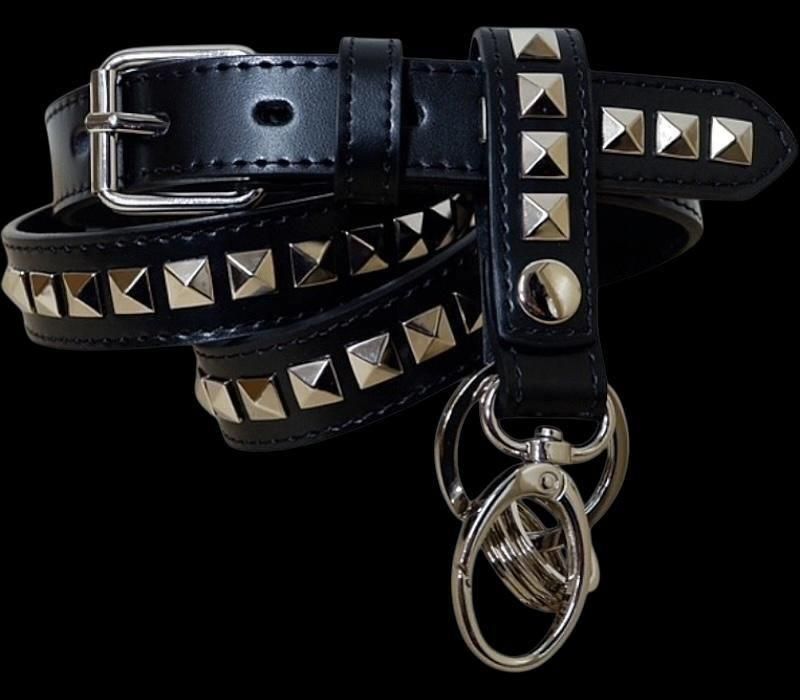 Kmrii ピラミッド スタッズ デストロイ レザー ベルト Kmrii