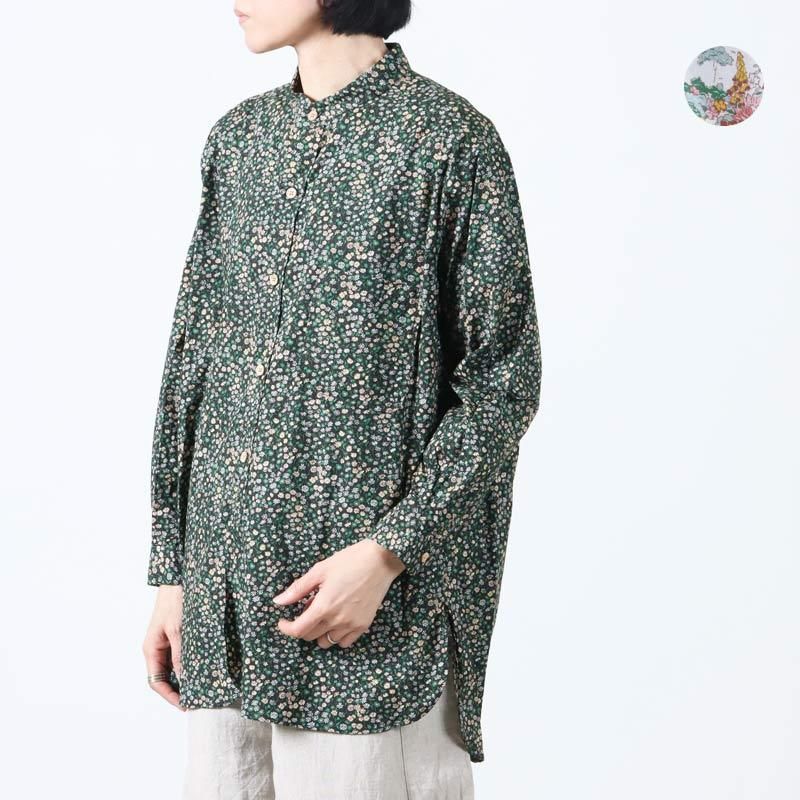 YAECA (ヤエカ) CANVAS DESIGN PAINTS STAND COLLAR SHIRT LIBERTY