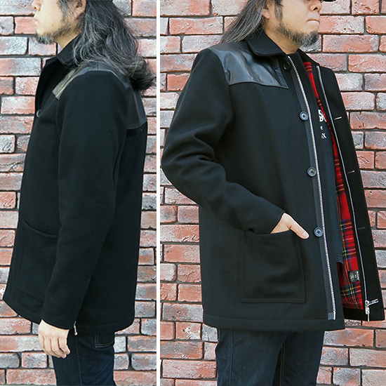 ブラック 黒 ドンキー ジャケット レザー 牛革 ヨーク ショルダー 日本