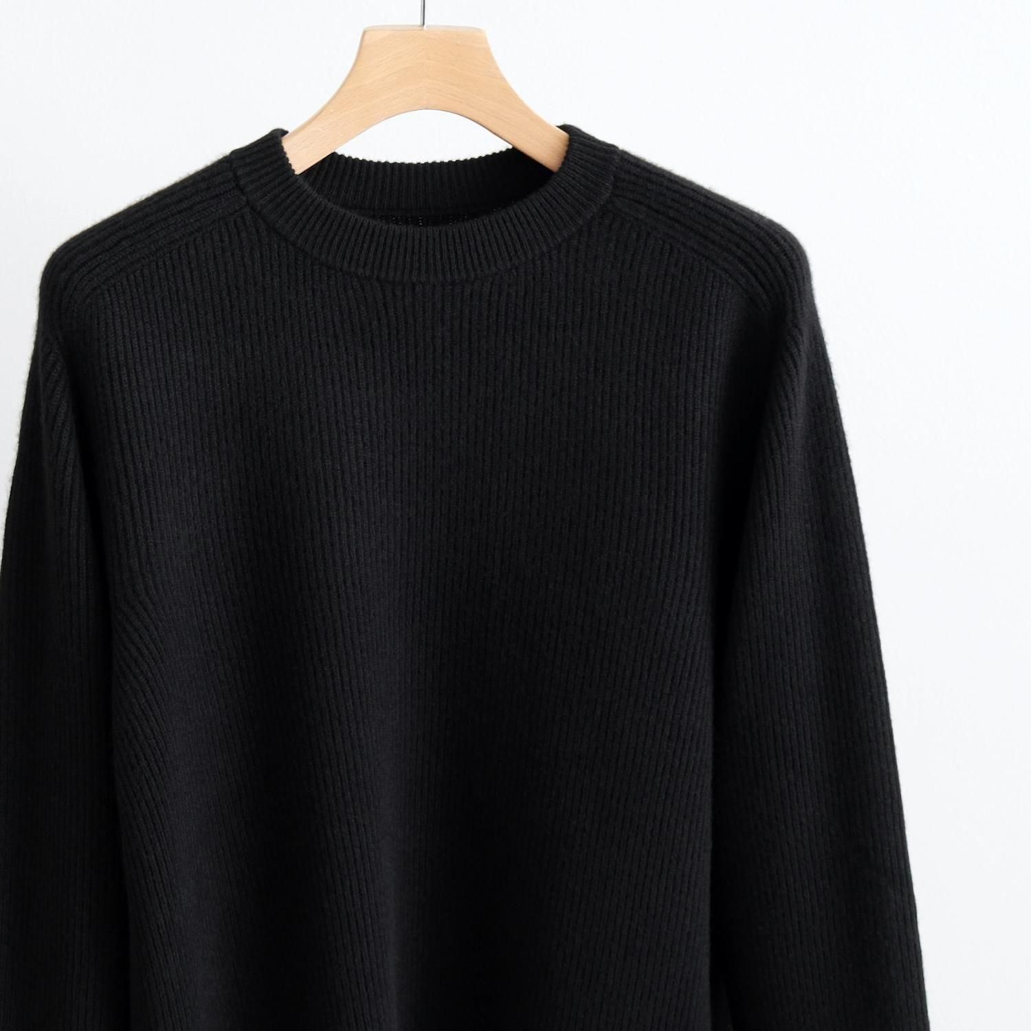 INNOCENT CASHMERE RIB CREW NECK [SOLID BLACK] - WUNDER 大阪