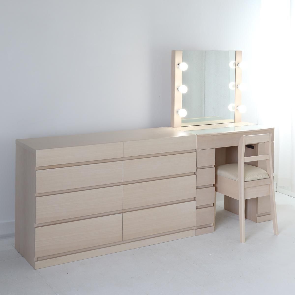 クリスタルSofia女優ミラードレッサー＋チェスト120セット（ミルキー