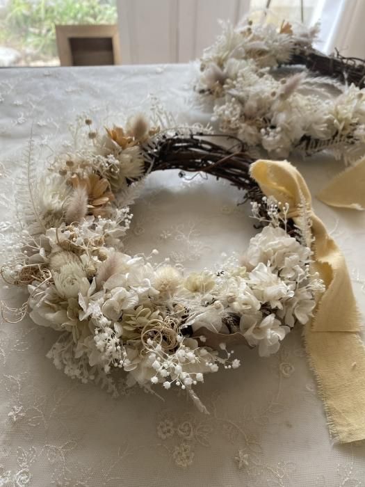 ホワイト×ベージュのハーフリース - ナチュラルアンティークな