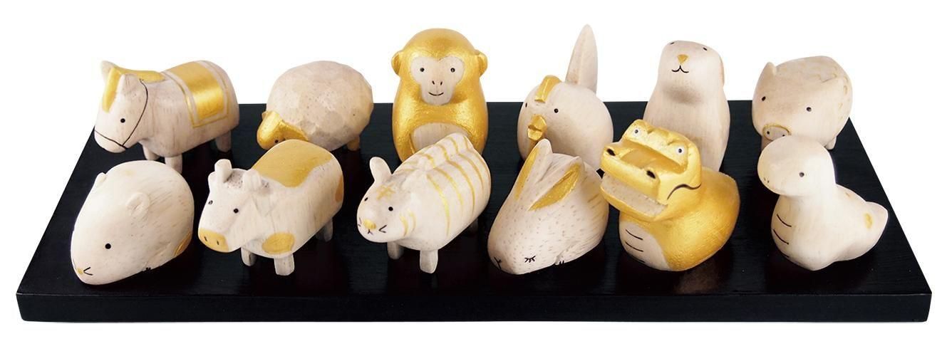 ぽれぽれえとセット＜ゴールド＞十二支＋黒台座【T-Lab.】 - やさしい