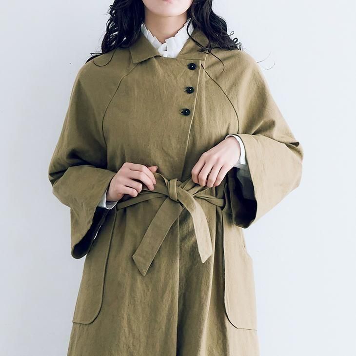 MAGALI | コットンリネン・アンティークキャンバス・トレンチコート