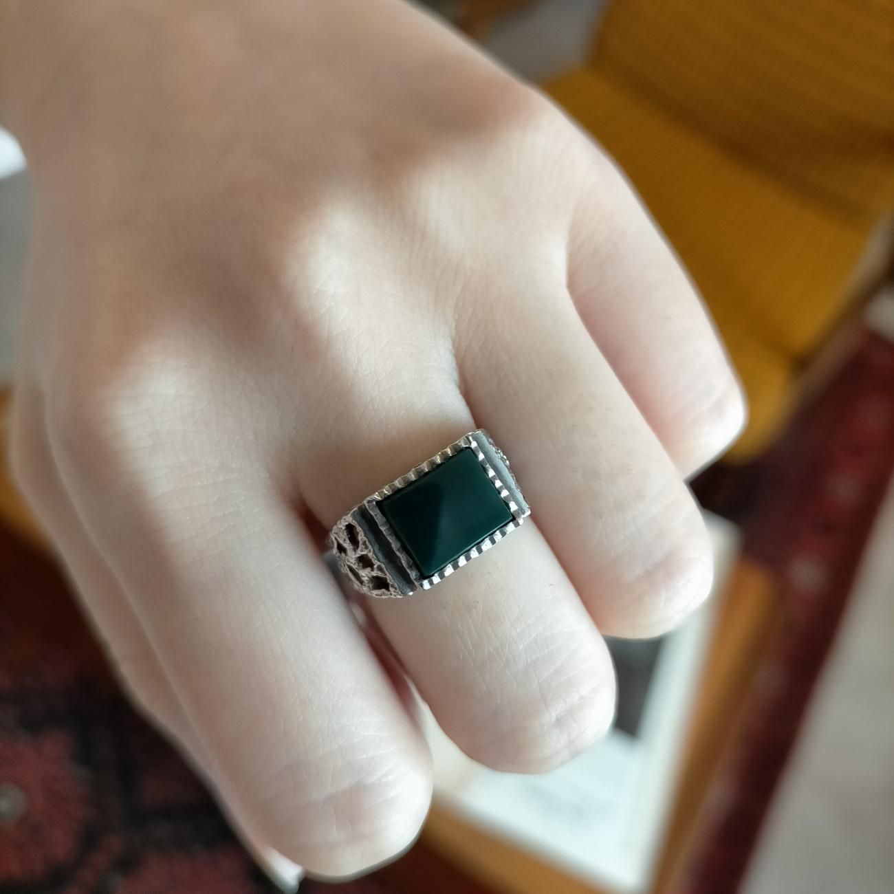 英国イギリス製ヴィンテージスターリングシルバー製ブラッドストーン