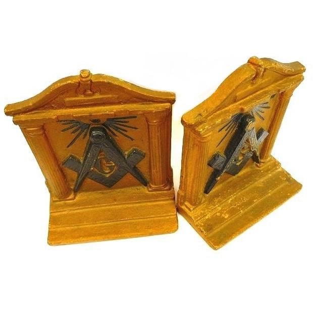 アンティークフリーメイソン神殿プロビデンスの目ブックエンド置物【M