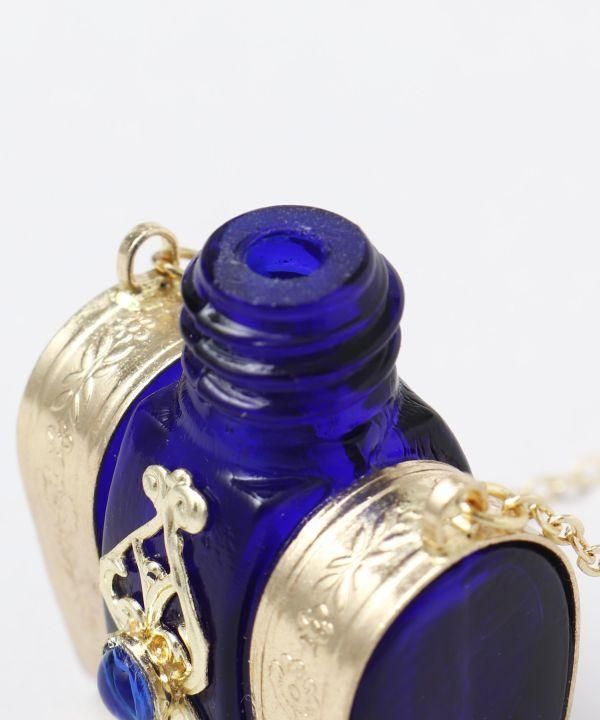 チェコ製輸入品】ボヘミアガラス香水瓶ペンダント〜ブルー