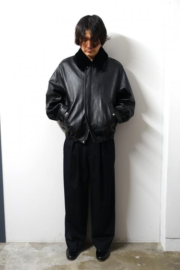ssstein(シュタイン)/MOUTON COLLAR SHEEP LEATHER ZIP JACKET/BLACK