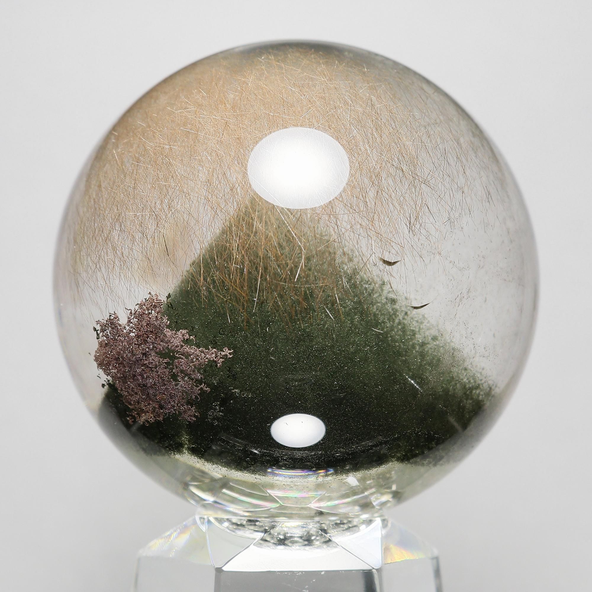 激レア/ルチルクォーツに大型で色味の濃いグリーンファントム入り