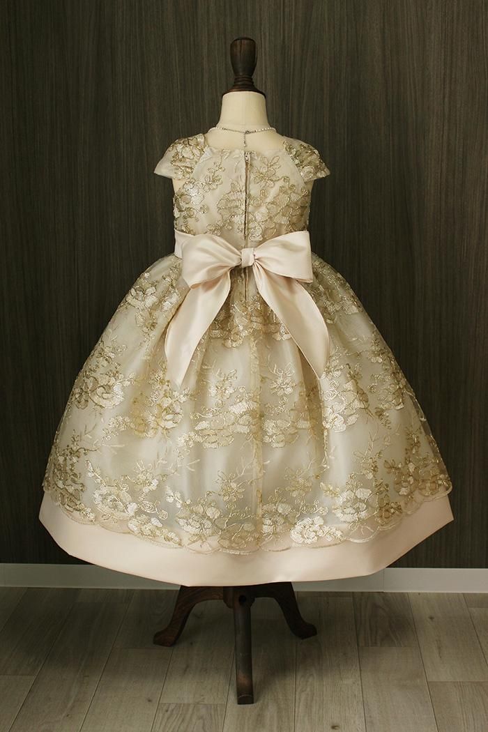 子供ドレス ピアノ発表会ドレス 15-191(150cm)シャンパンゴールド