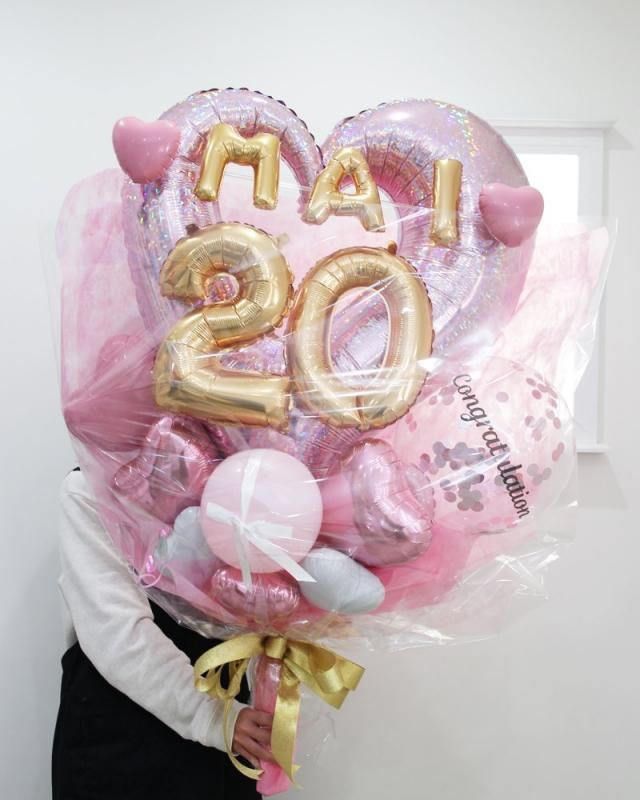 バルーン】MEGAビッグサイズ オープンハートナンバーバンチ (花束