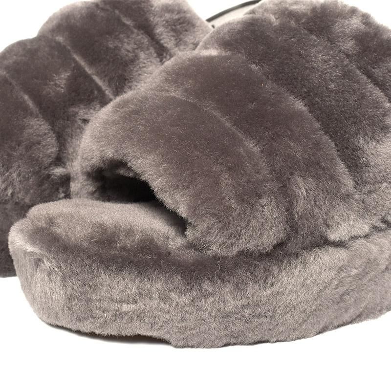UGG W FLUFF YEAH SLIDE GRAY アグ ウィメンズ フラッフ イヤー
