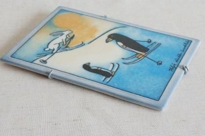 北欧フィンランド アラビア ヘルヤ 陶板画(ウォールプレート)冬の喜び