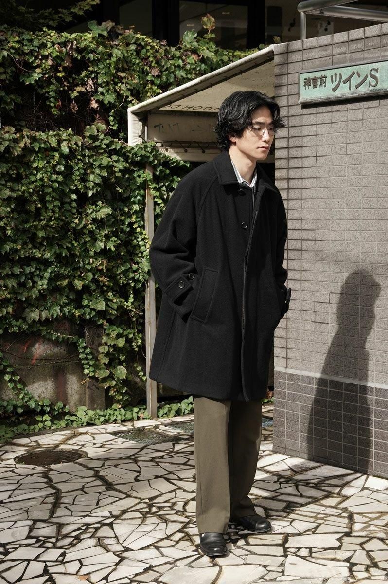 EVCON《エビコン》Wool Stain Collar Half Coat (BLACK) - Cloud9
