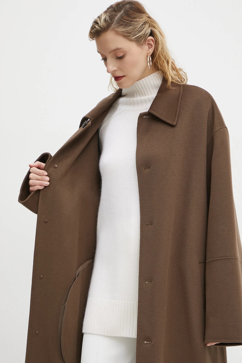 Nanushka wool coat LUCIAN brown color NM24FWJK02678 at PRM US