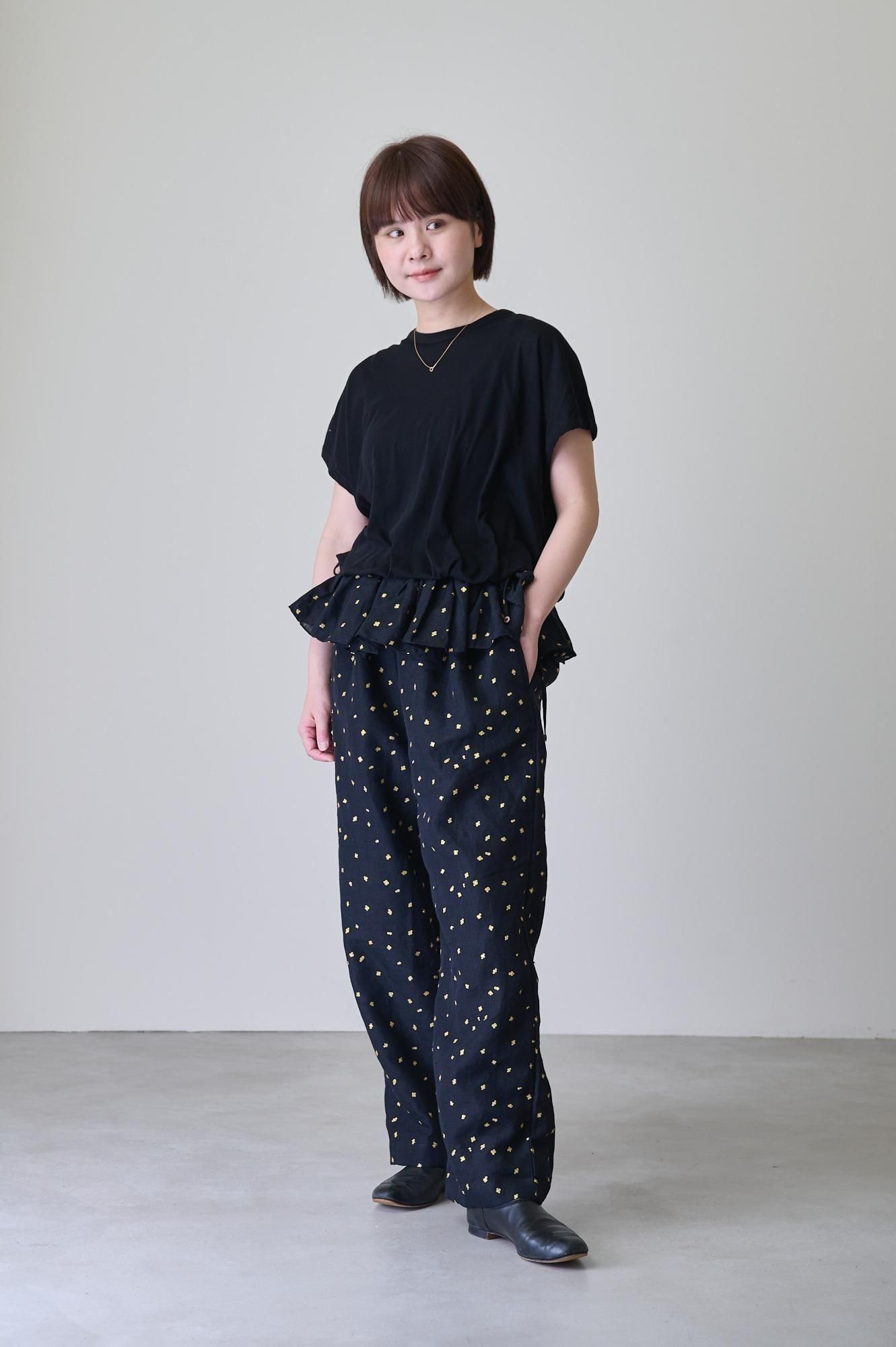 BUNON Khadi linen hand print & embroidery Embroidery frap pants