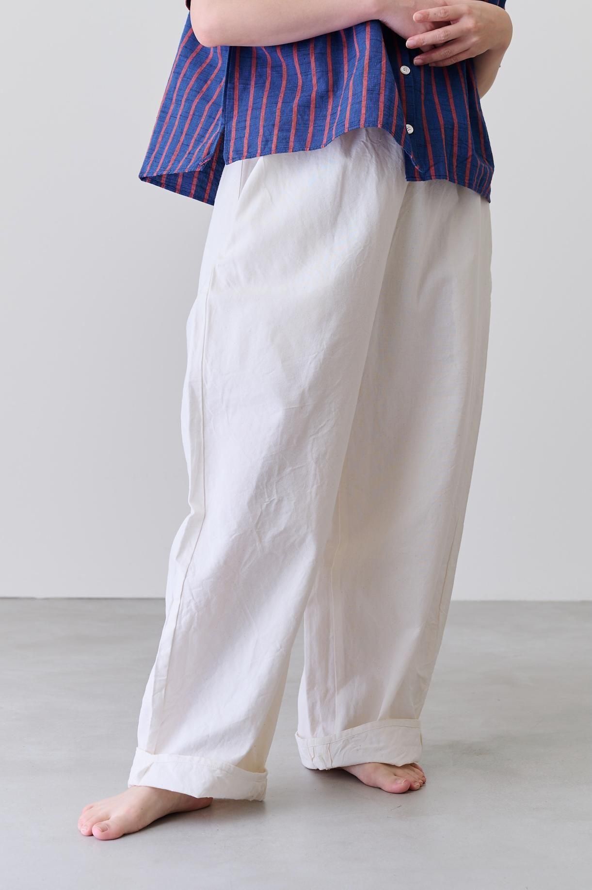 YAMMAMAN 会津木綿 バルーンパンツ（白）- poooL (online shop)