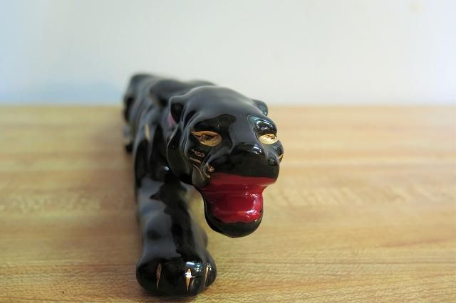 1950's ヴィンテージ セラミック ブラックパンサー オブジェ