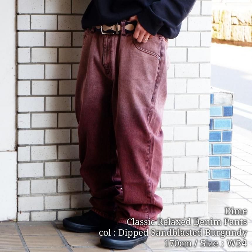 Dime Classic Relaxed Denim Pants / Dipped Sandblasted Burgundy