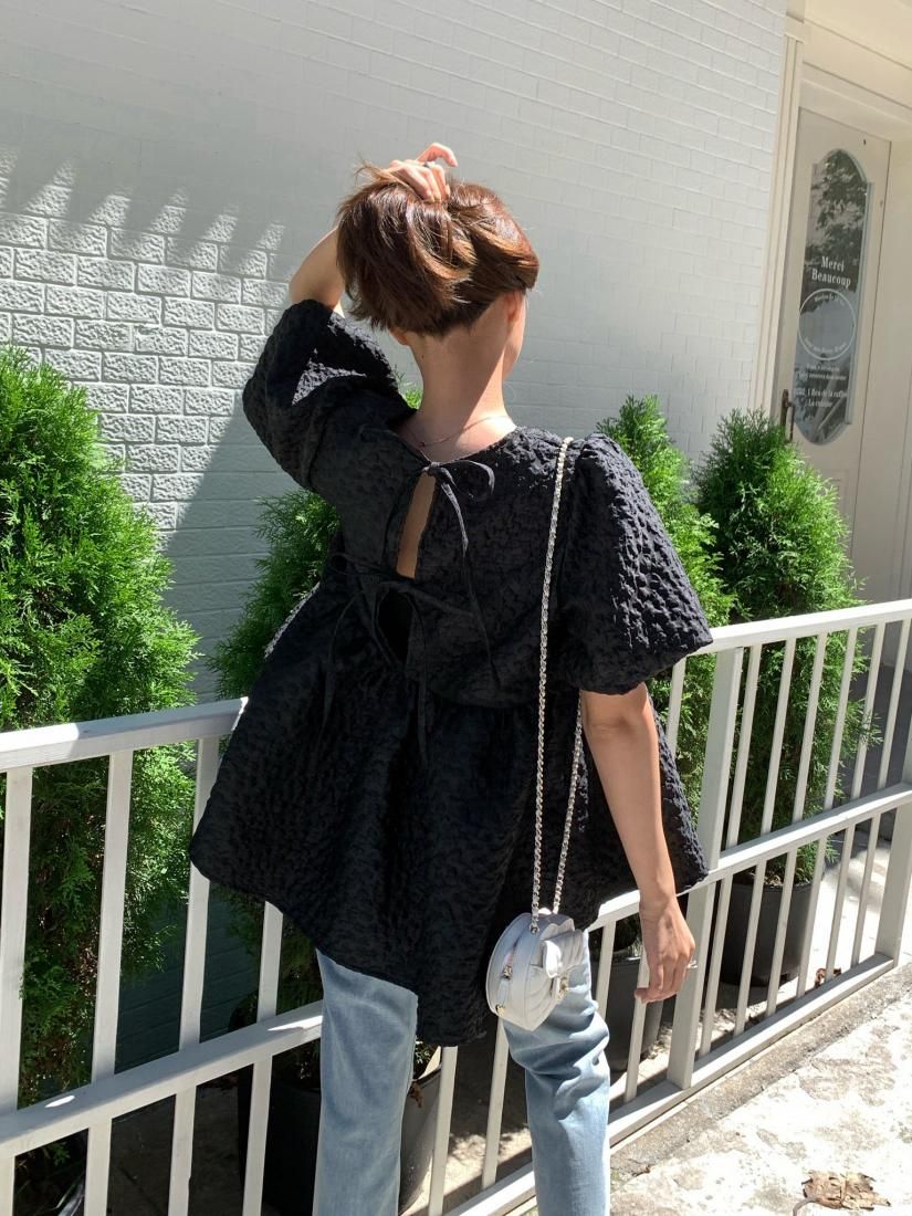 JACQUARD PEPLUM BACK RIBBON TOPS - BIRTHDAY BASH