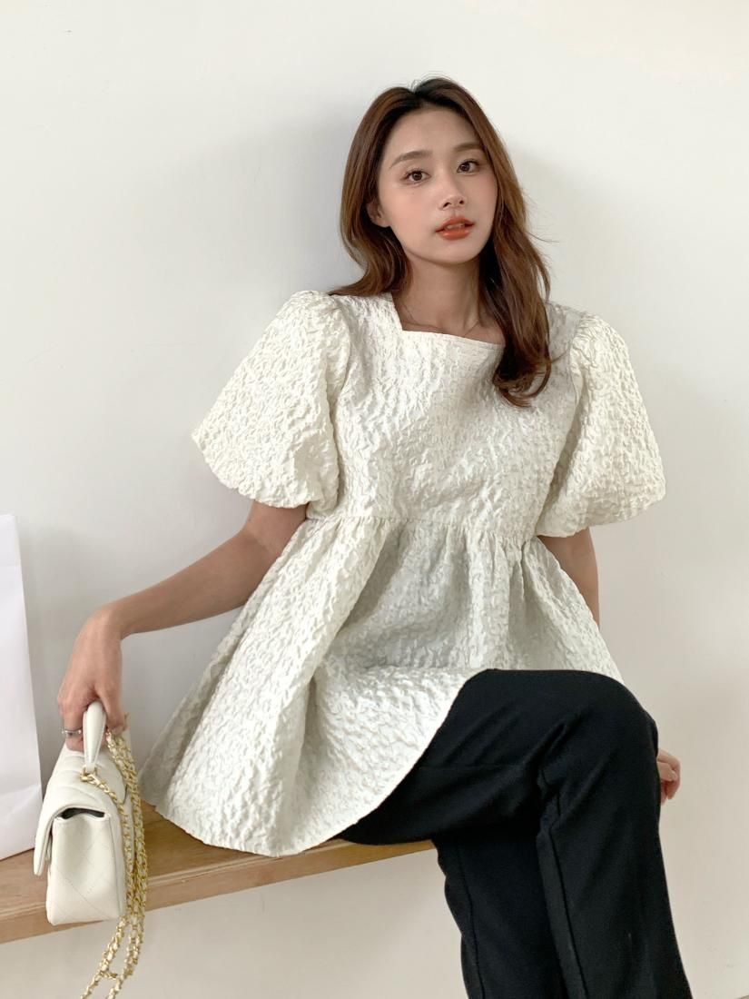 JACQUARD PEPLUM BACK RIBBON TOPS - BIRTHDAY BASH