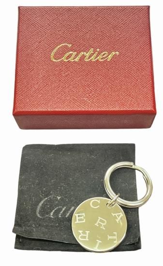 カルティエ SS キーホルダー キーリング バッグチャーム ラウンド 箱
