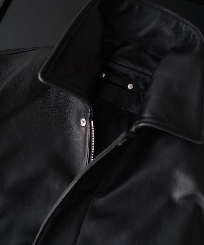 ssstein】LEATHER ZIP SHORT JACKET BLACK - WASTE
