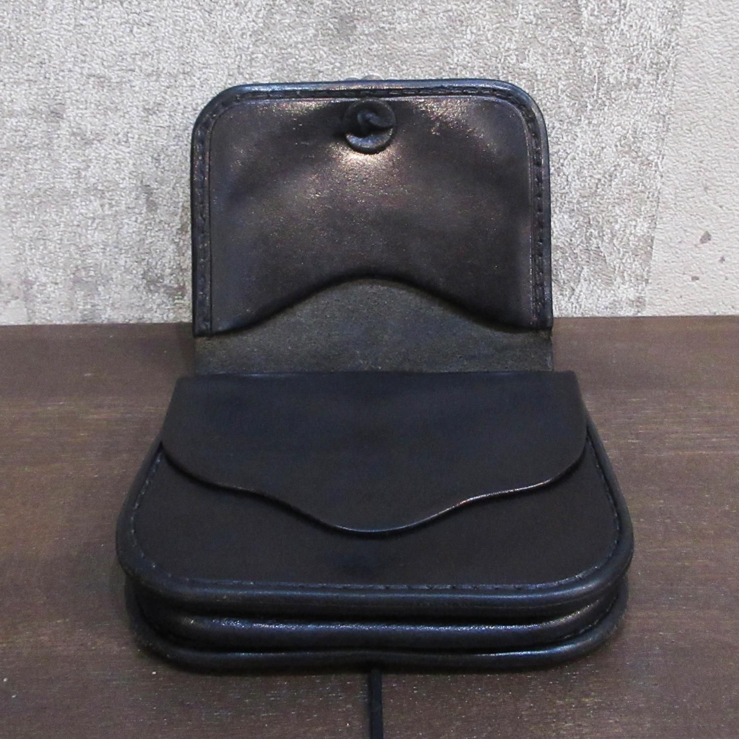 GOROS K18メタル付楕円型フラワーコンチョカスタム小銭入れ 黒 ※最新型