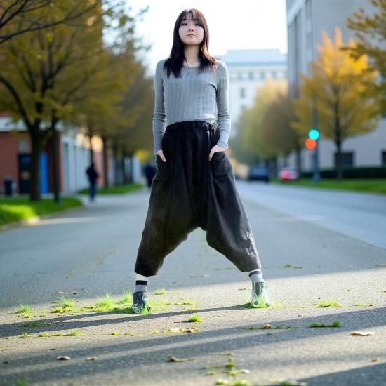 サルエルパンツ | フレンチリネン | ブラック - 自然素材服 Takane