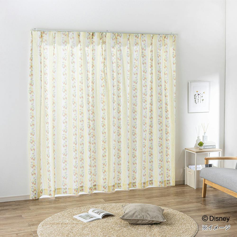 ディズニー レースカーテン ベル 100×198cm 2枚組 洗濯OK UVカット率