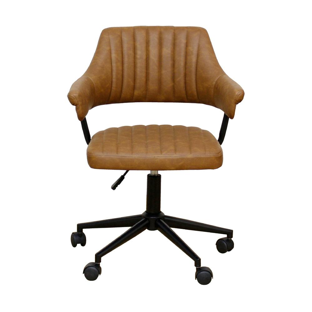 後藤家具物産 肘付でレトロなオフィスチェアー イザヤ/ライトブラウン