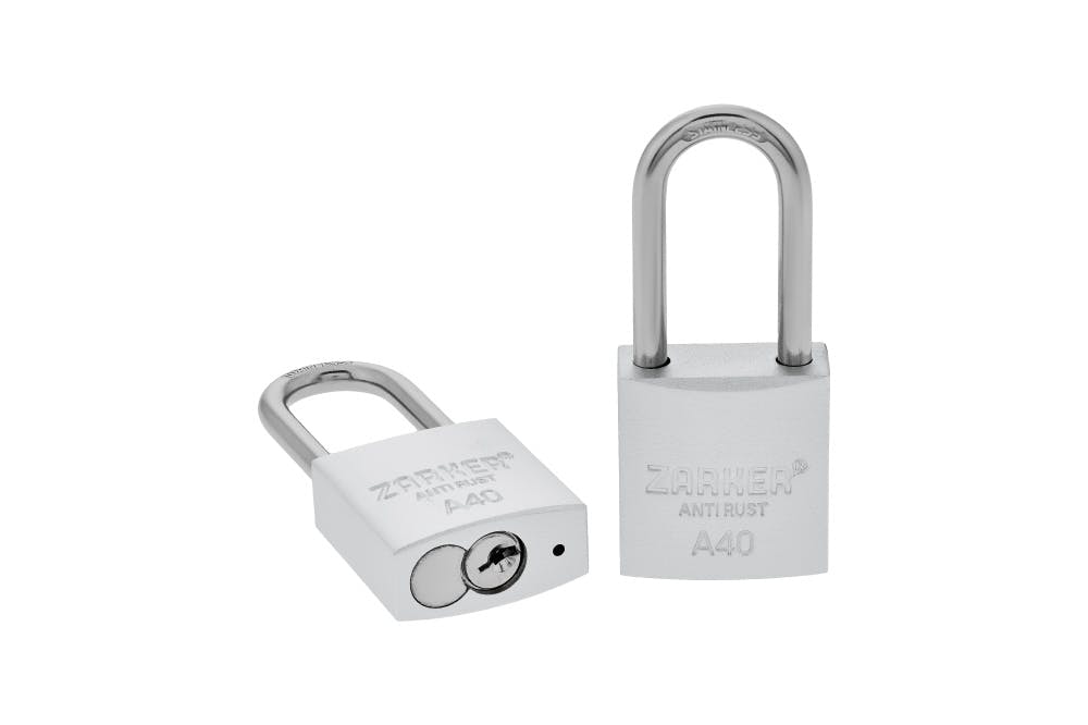 ザーカー キー式 防錆南京錠 ツル径6.3mm シルバー A40-S 防犯ロック