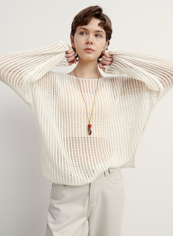 Infftru Sheer Knit Cardigan - Women's Designer Classic Loose Fit